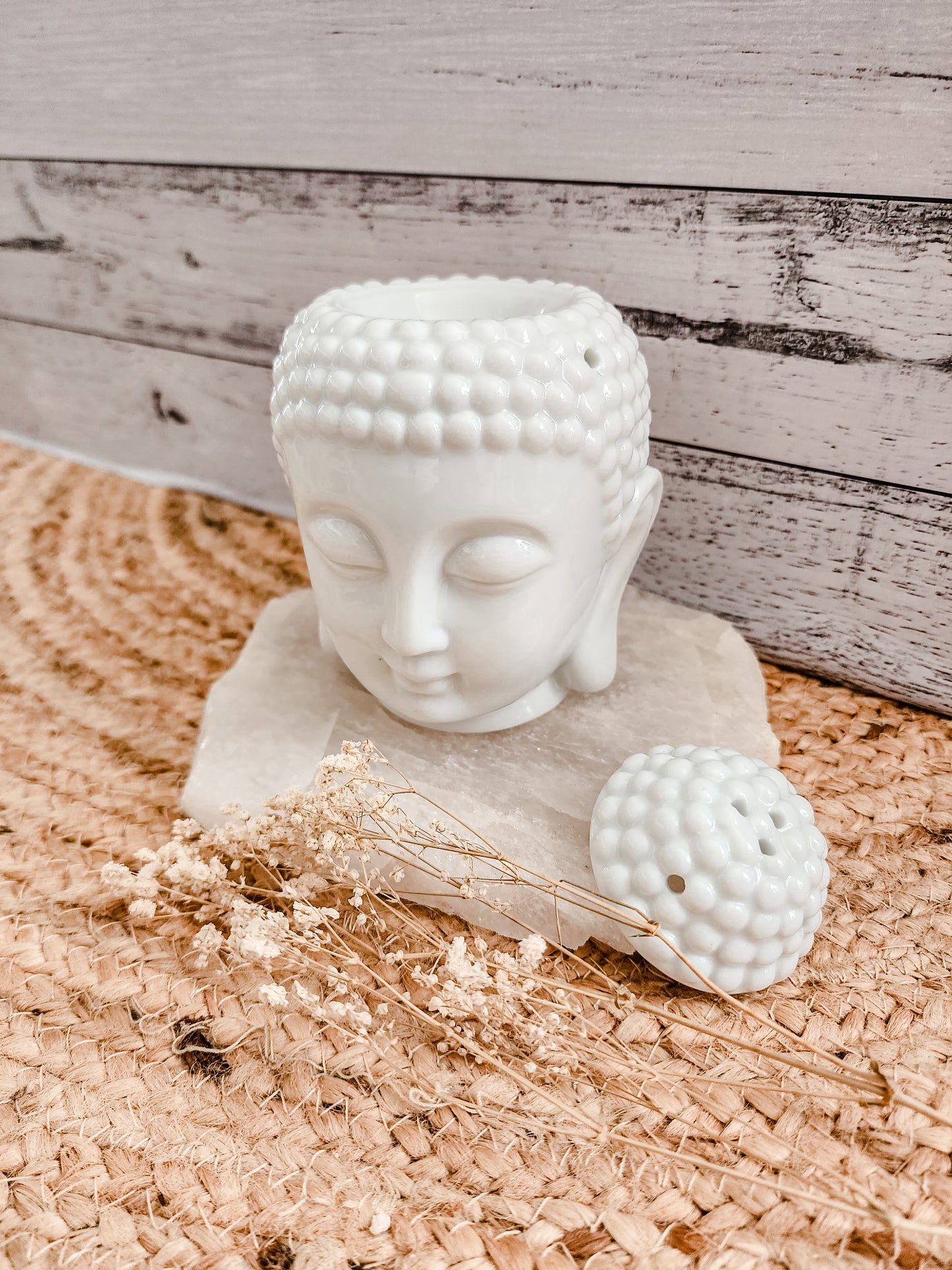 BUDDHA HEAD TEALIGHT WAX MELT WARMER (WHITE)