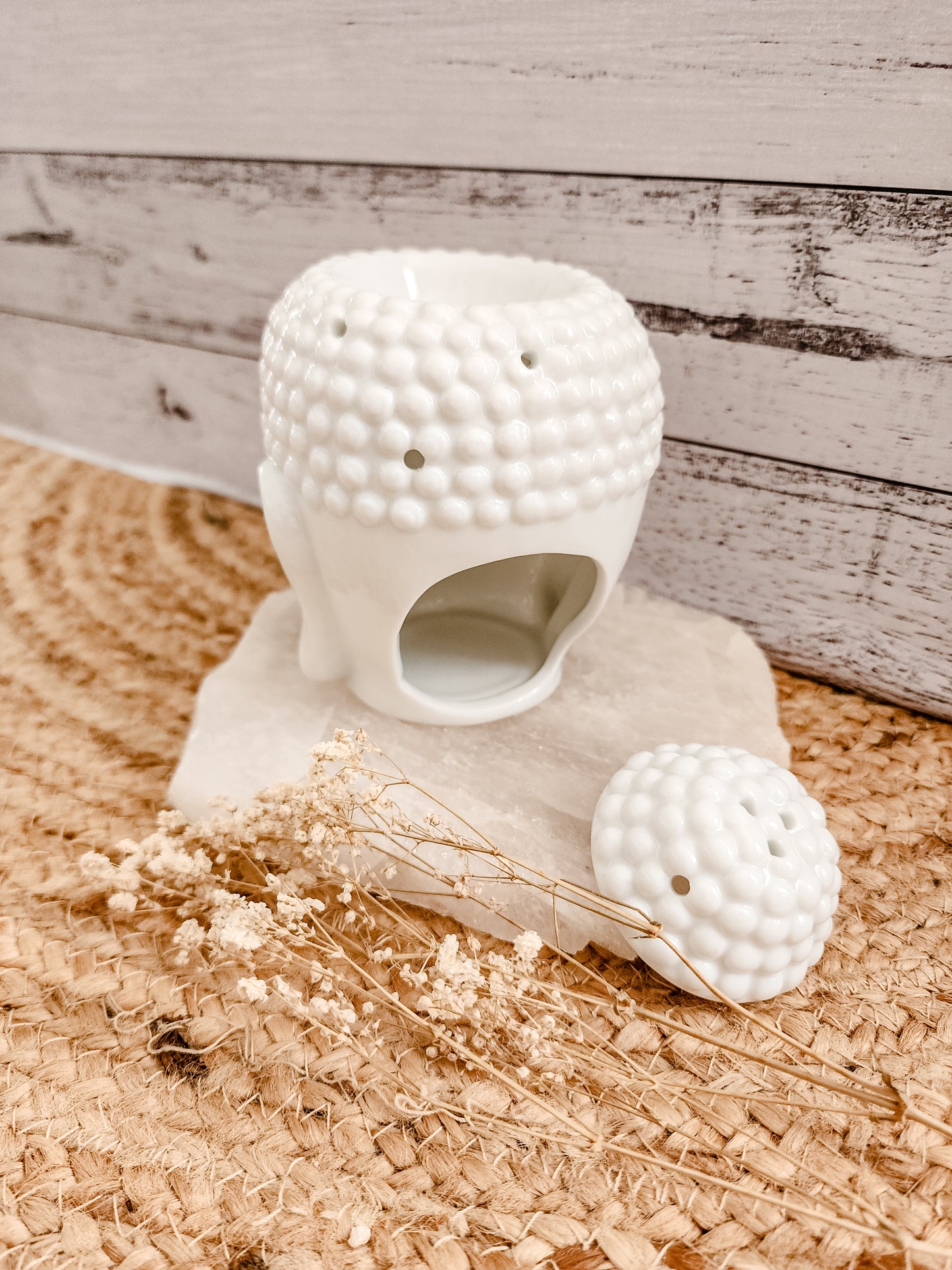 BUDDHA HEAD TEALIGHT WAX MELT WARMER (WHITE)