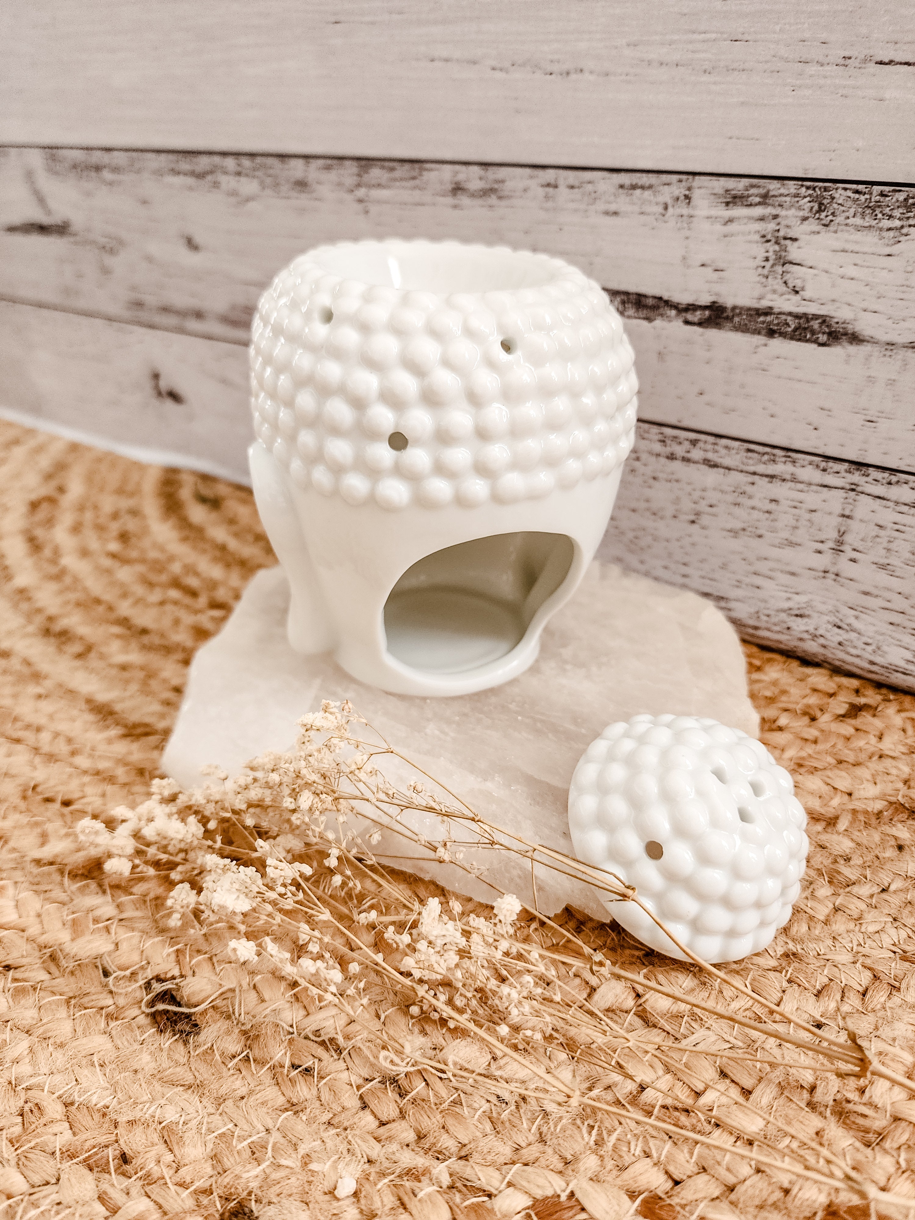 BUDDHA HEAD TEALIGHT WAX MELT WARMER (WHITE)