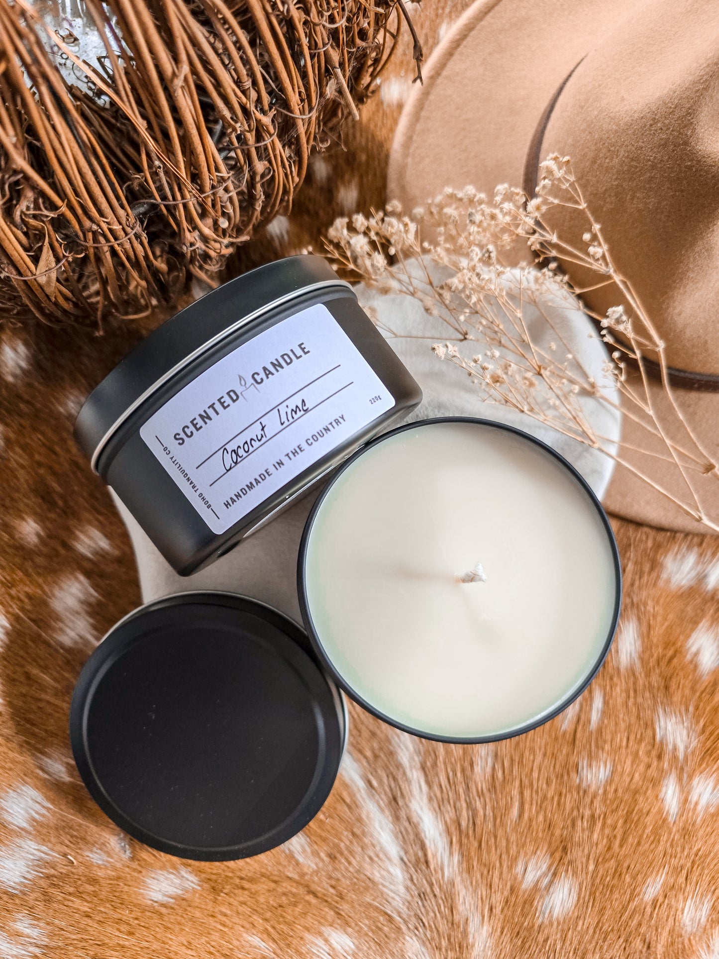 SCENTED CANDLE TIN - BLACK