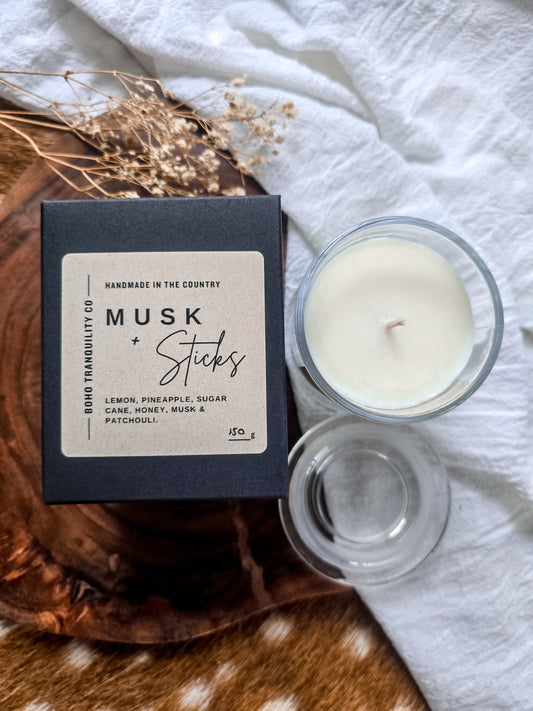 MEDIUM SCENTED CANDLE - MUSK STICKS