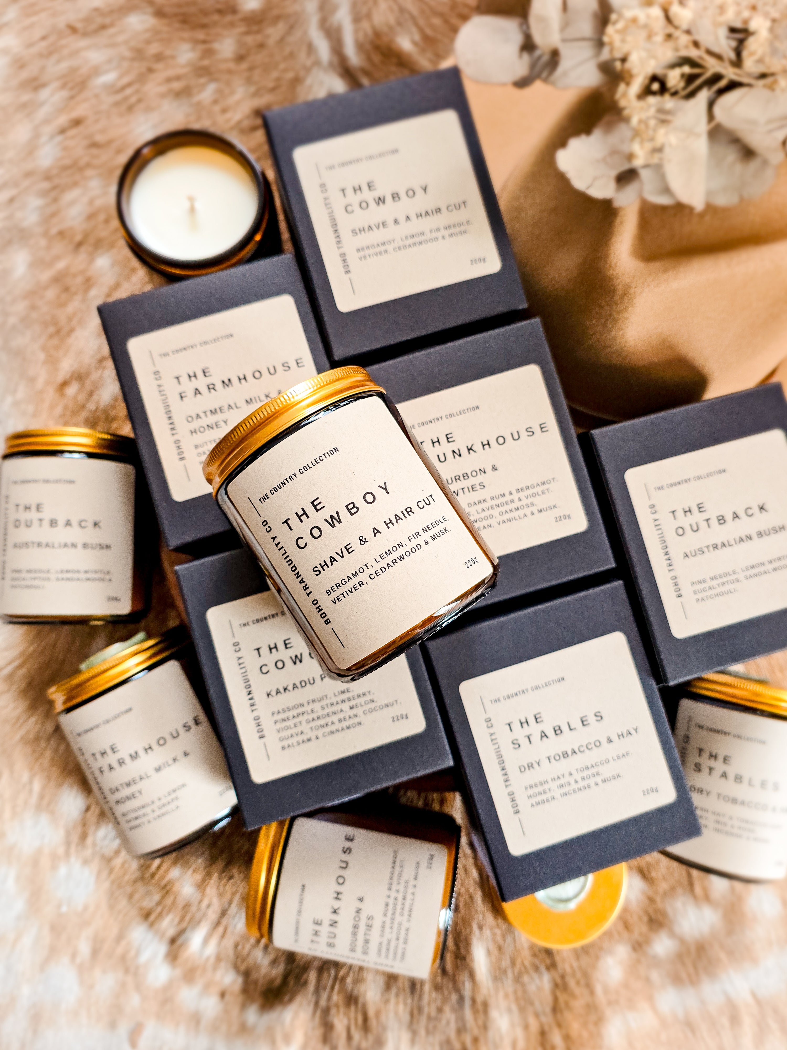 THE COUNTRY COLLECTION: MEDIUM GLASS CANDLE SET (6 PACK)