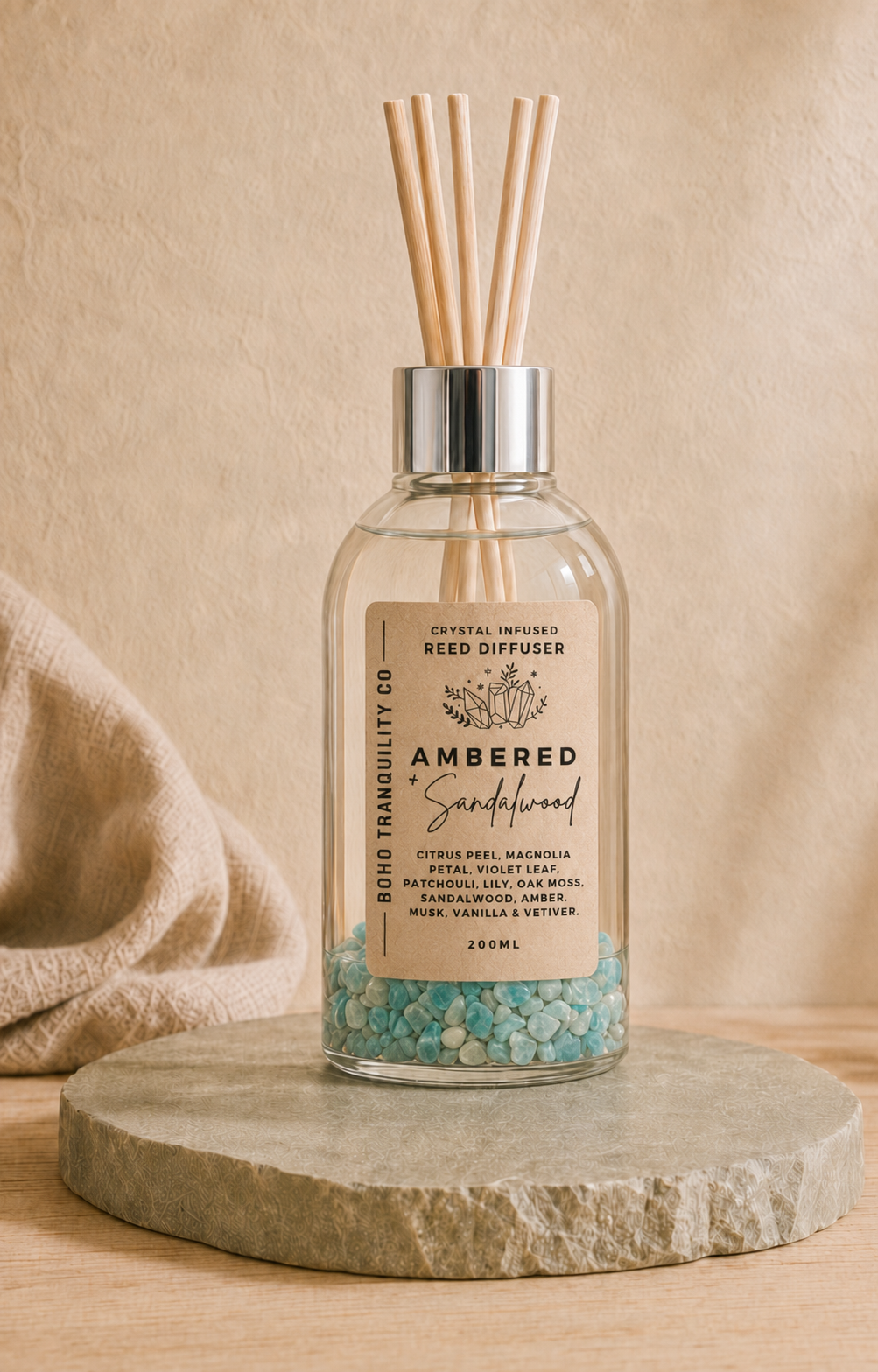 CRYSTAL INFUSED REED DIFFUSER 200mL - AMAZONITE