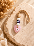 HEART SHAPED EVIL EYE HANGING ORNAMENT - PINK