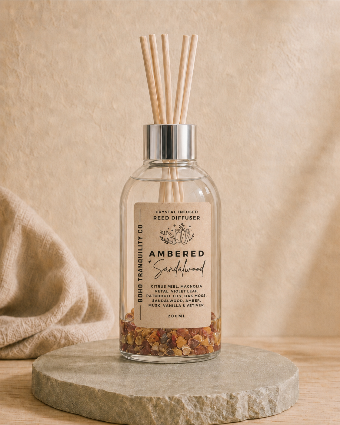 CRYSTAL INFUSED REED DIFFUSER 200mL - MOOKAITE