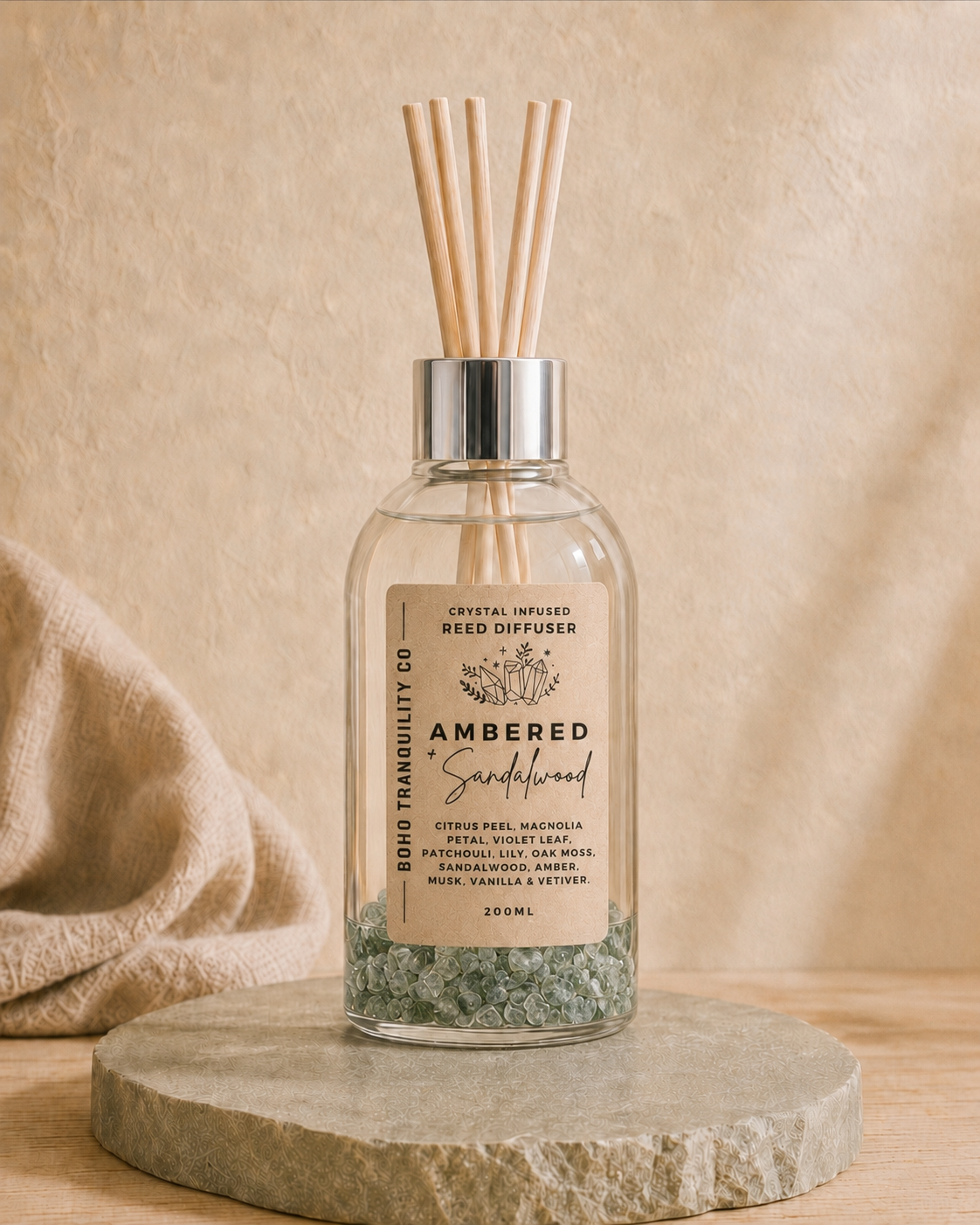 CRYSTAL INFUSED REED DIFFUSER 200mL - MOSS AGATE
