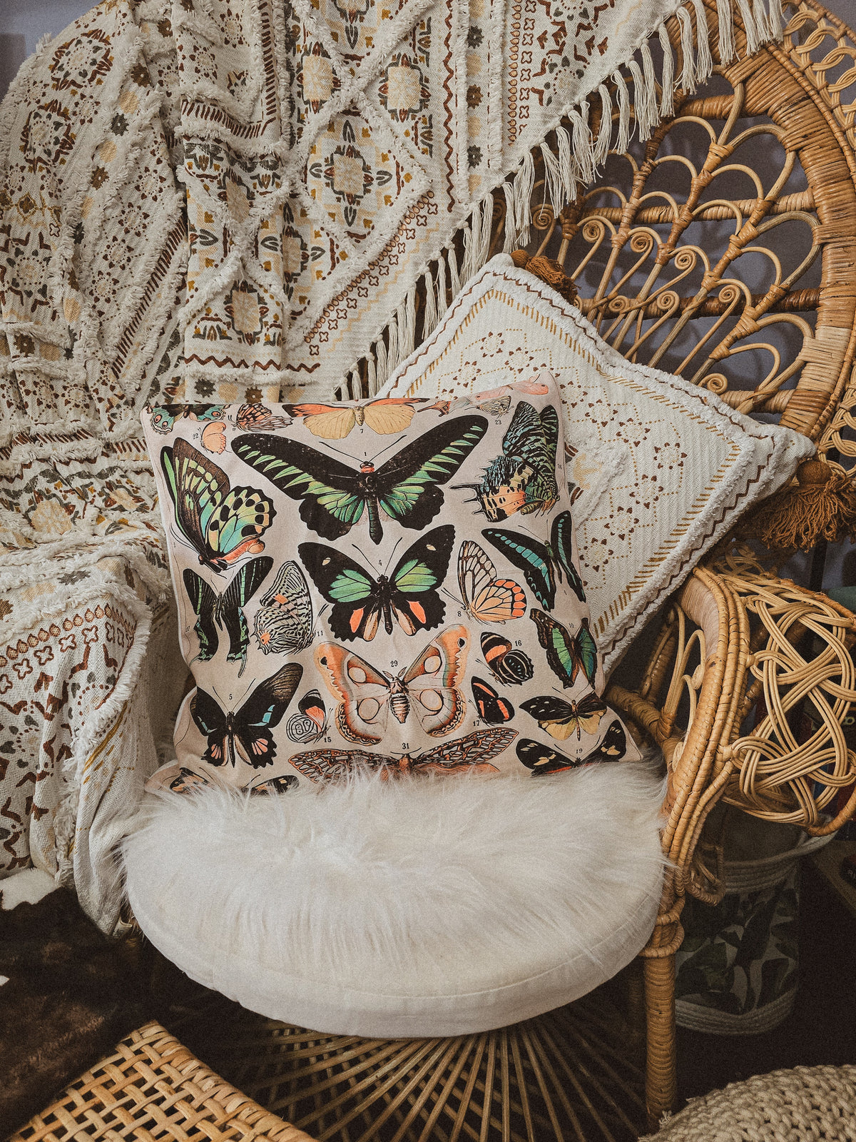 BUTTERFLY PRINT CUSHION COVER