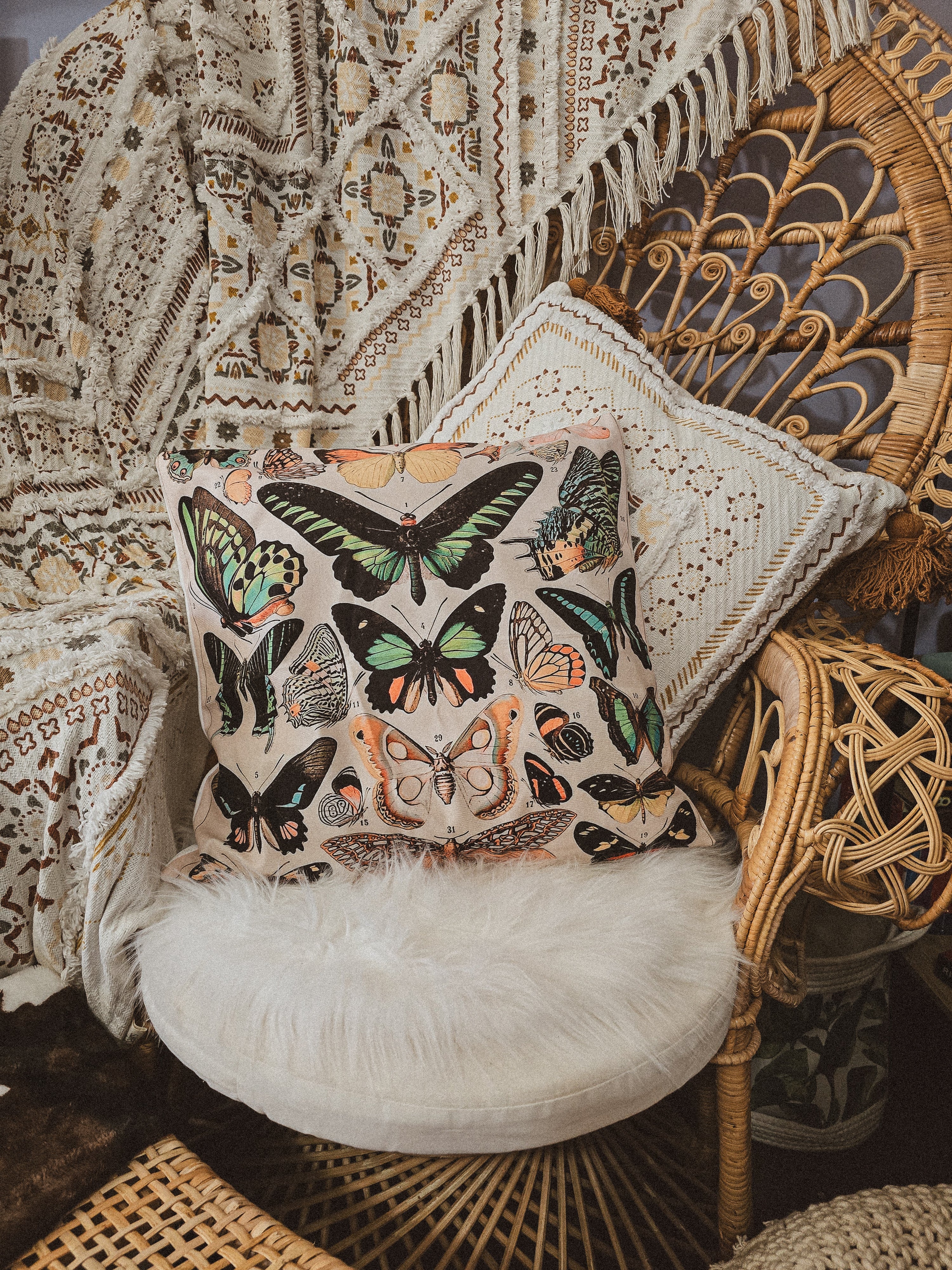 BUTTERFLY PRINT CUSHION COVER