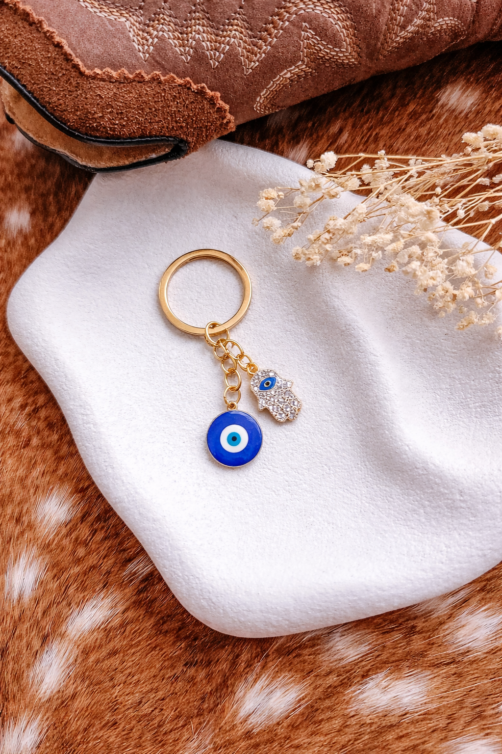 EVIL EYE + HAMSA HAND KEYCHAIN