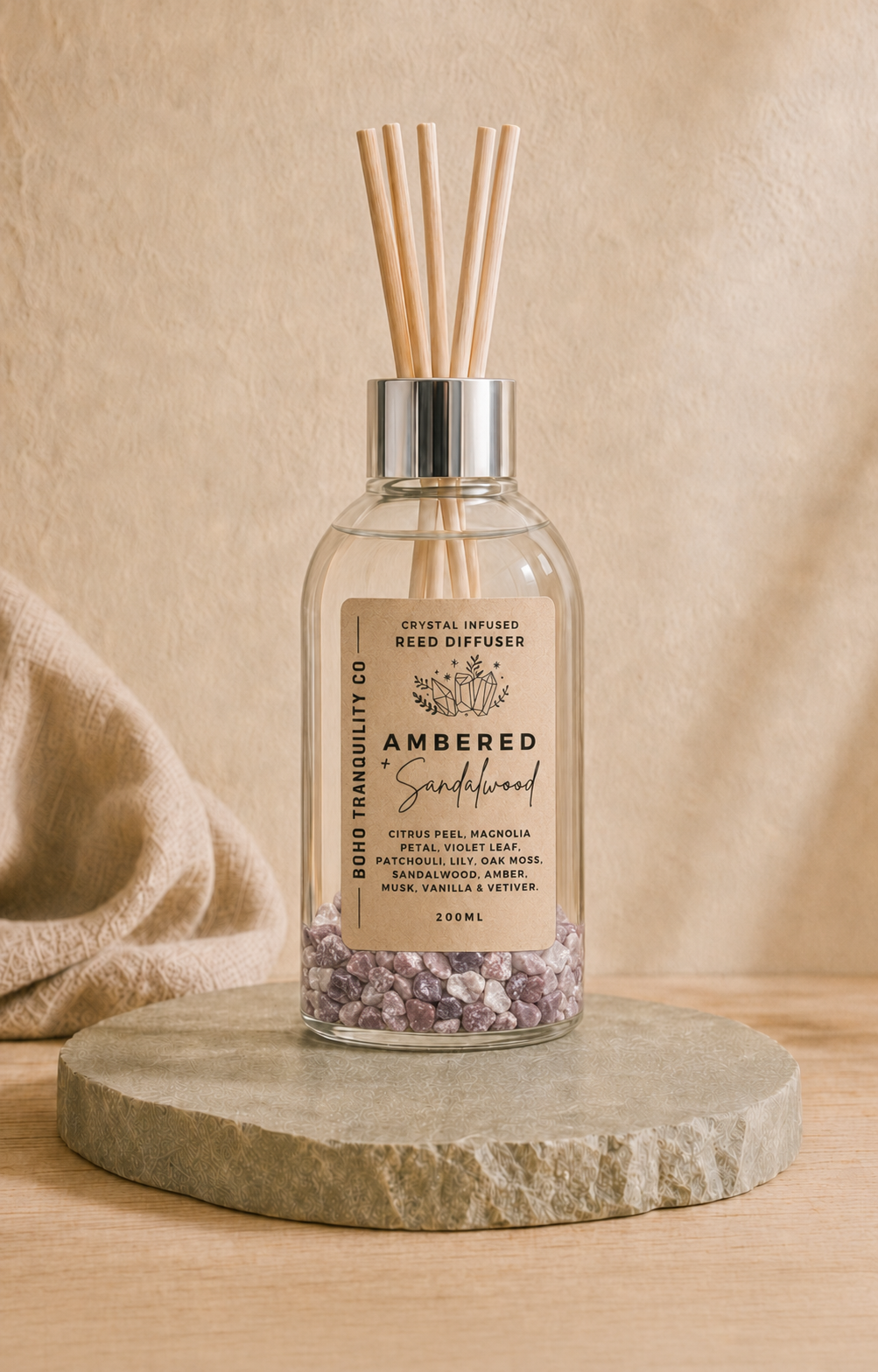CRYSTAL INFUSED REED DIFFUSER 200mL - LEPIDOLITE