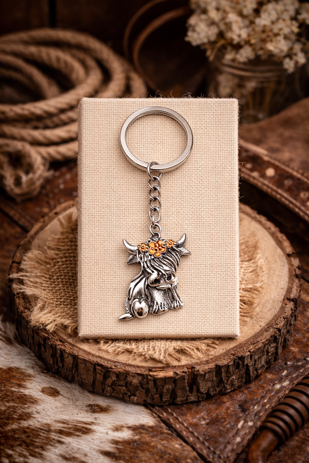 WESTERN KEYCHAIN - HIGHLAND COW - LILY