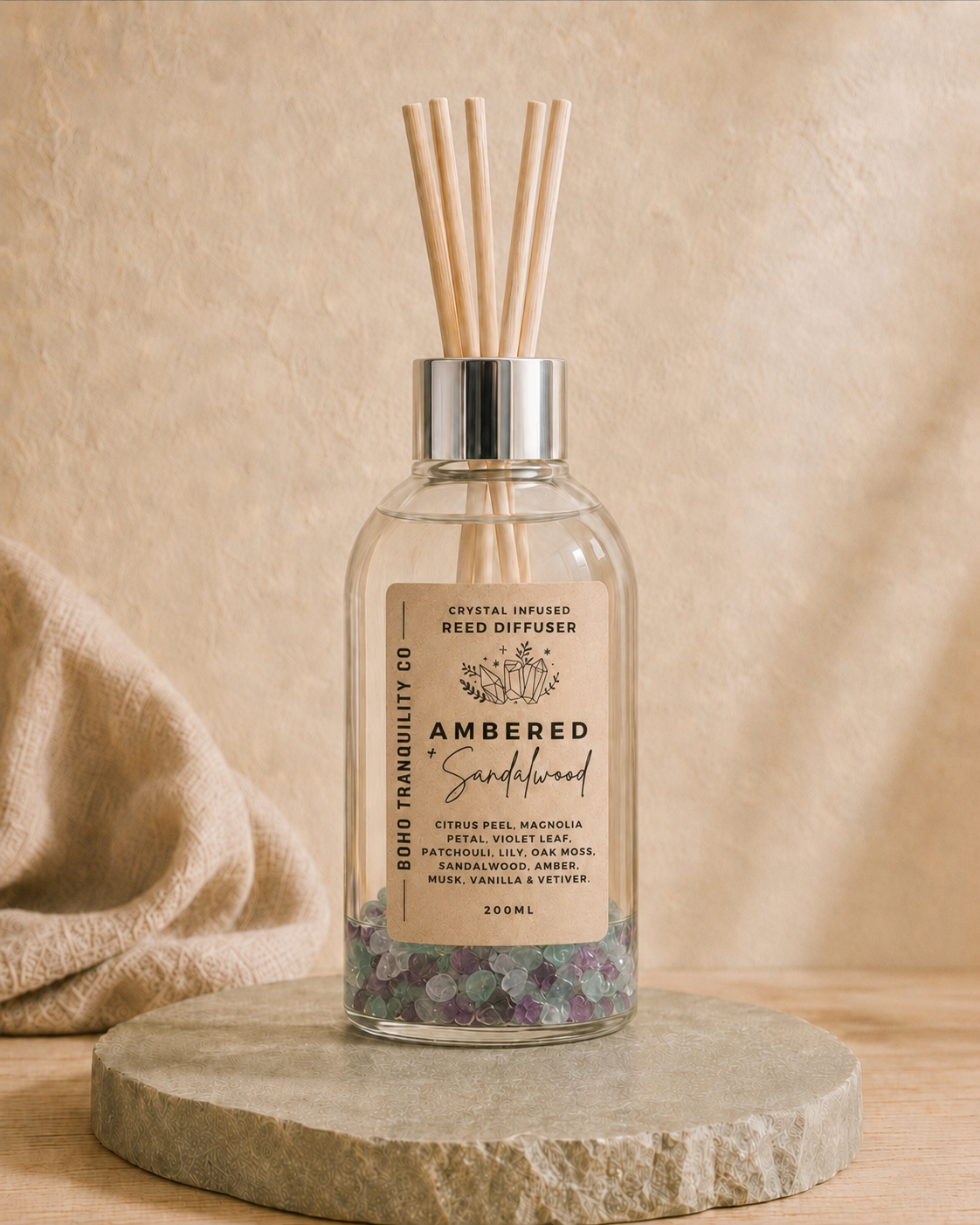 CRYSTAL INFUSED REED DIFFUSER 200mL - FLUORITE