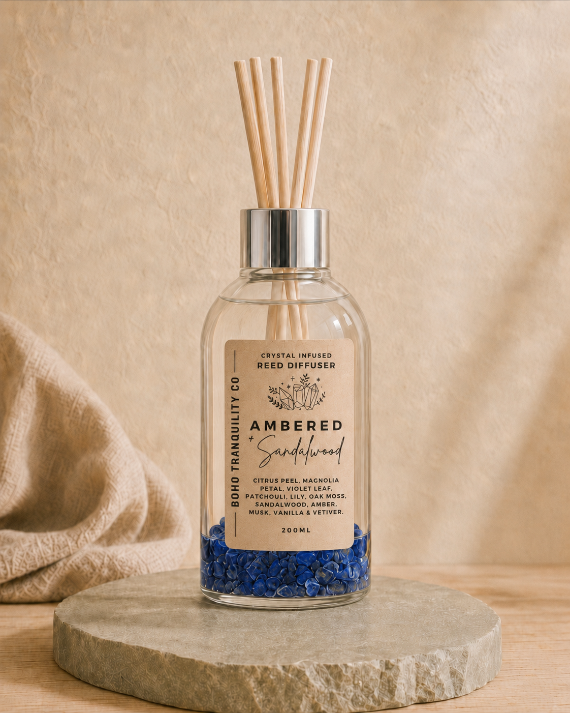 CRYSTAL INFUSED REED DIFFUSER 200mL - LAPIS LAZULI