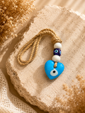 HEART SHAPED EVIL EYE HANGING ORNAMENT - SKY BLUE