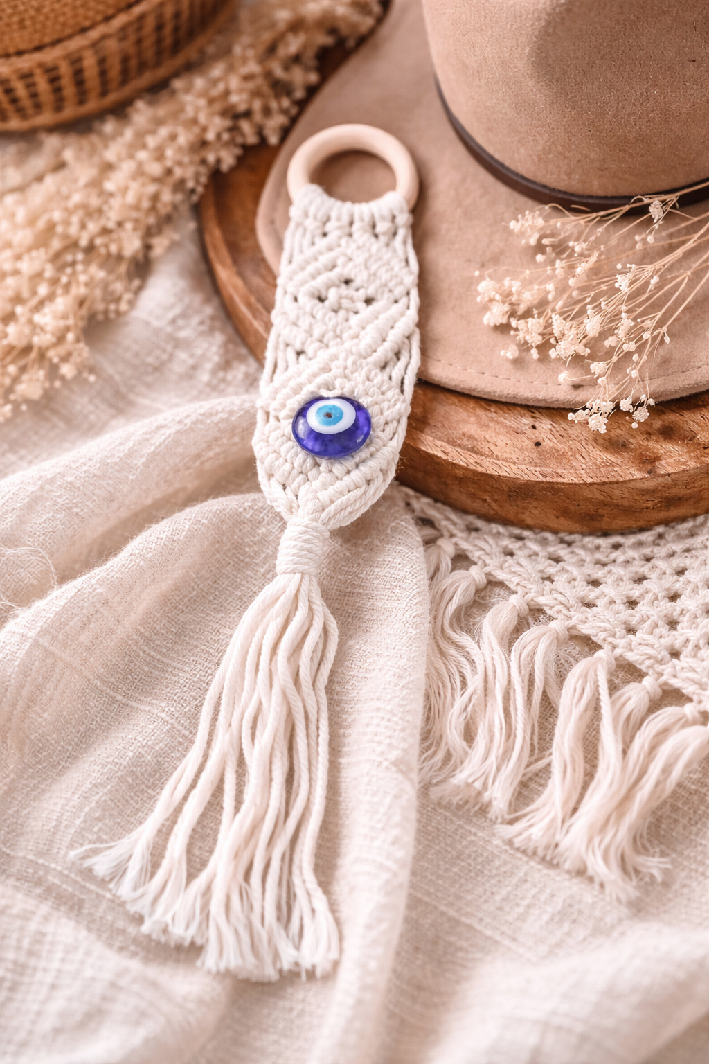 EVIL EYE MACRAME HANGING ORNAMENT