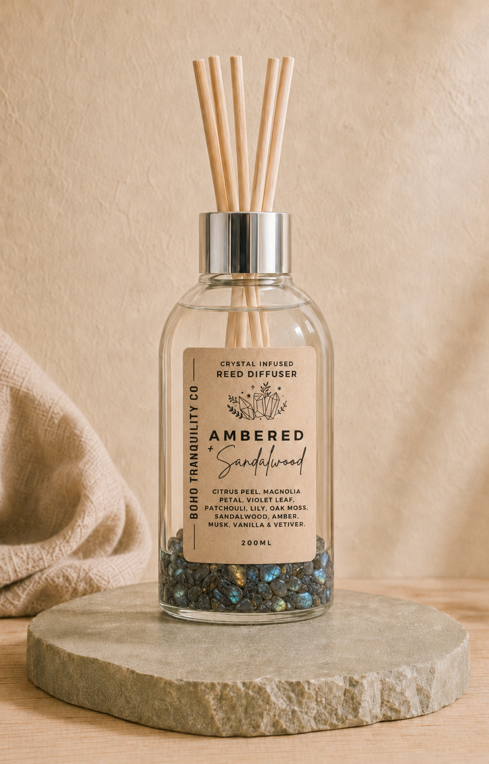 CRYSTAL INFUSED REED DIFFUSER 200mL - LABRADORITE