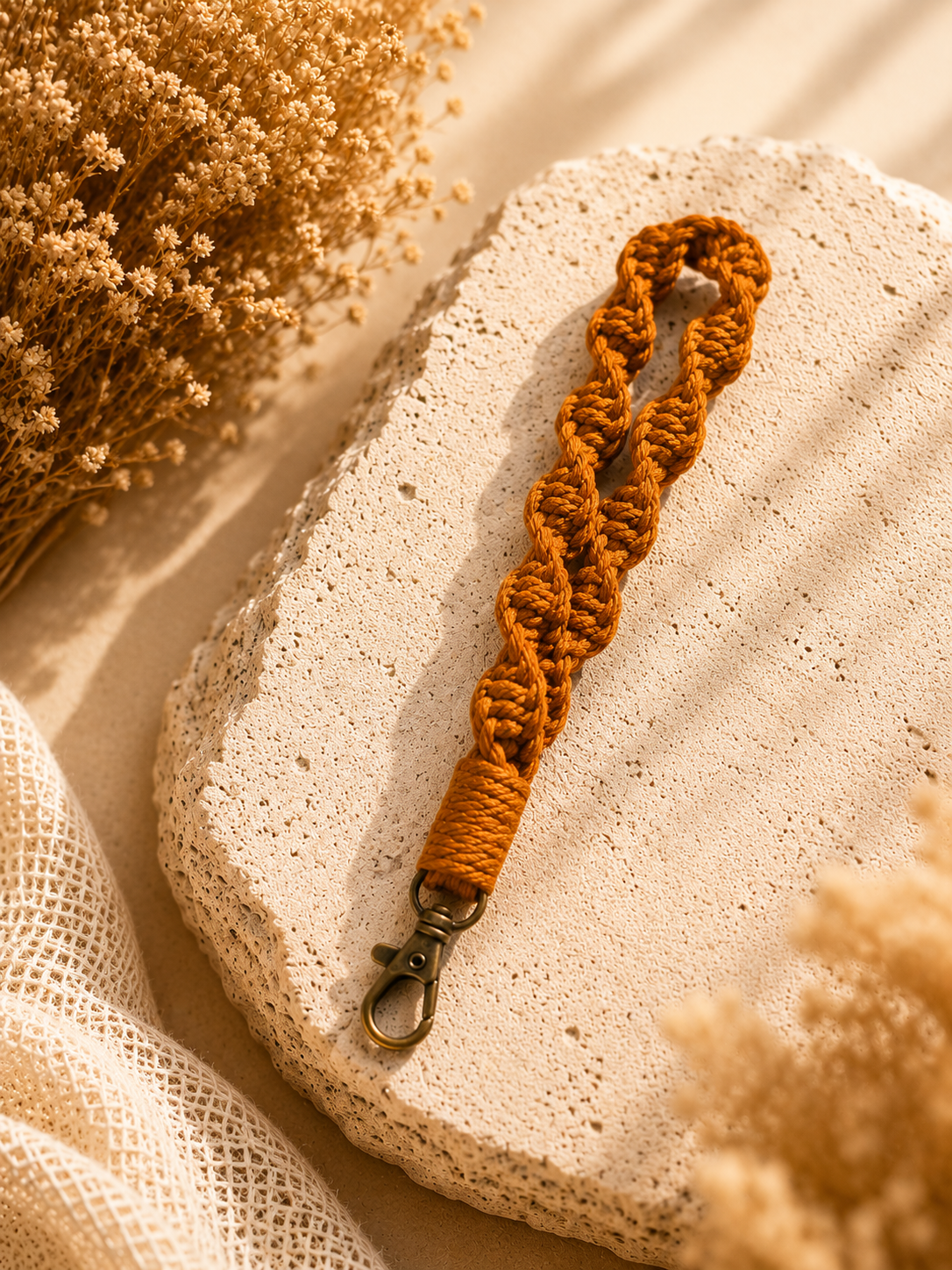 MACRAME TWIST WRISTLET - BROWN