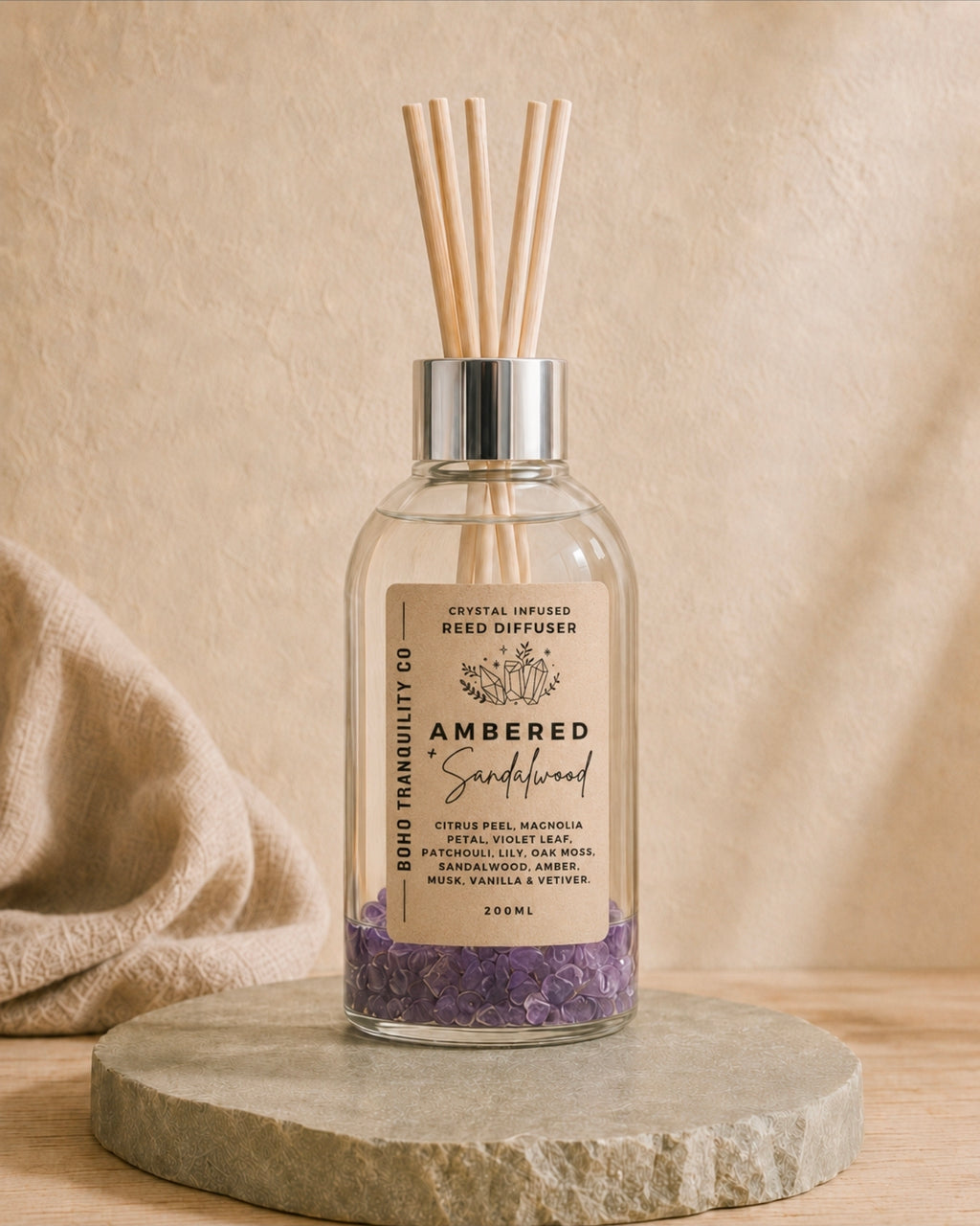 CRYSTAL INFUSED REED DIFFUSER 200mL - AMETHYST