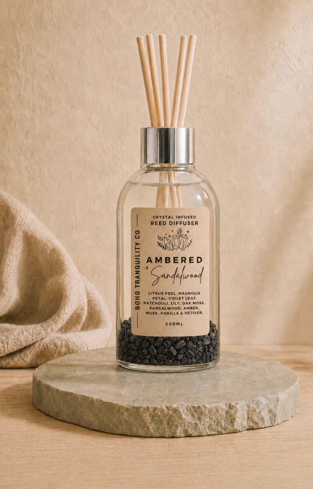 CRYSTAL INFUSED REED DIFFUSER 200mL - BLACK TOURMALINE