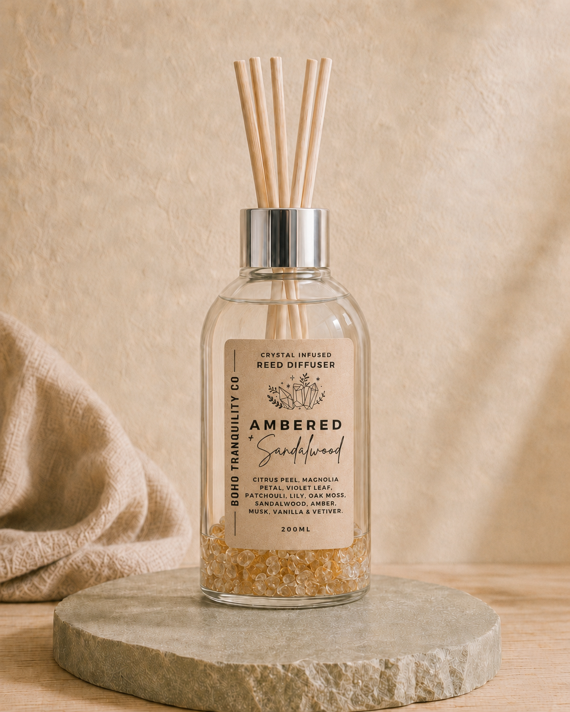 CRYSTAL INFUSED REED DIFFUSER 200mL - CITRINE