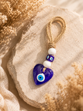 HEART SHAPED EVIL EYE HANGING ORNAMENT - BLUE