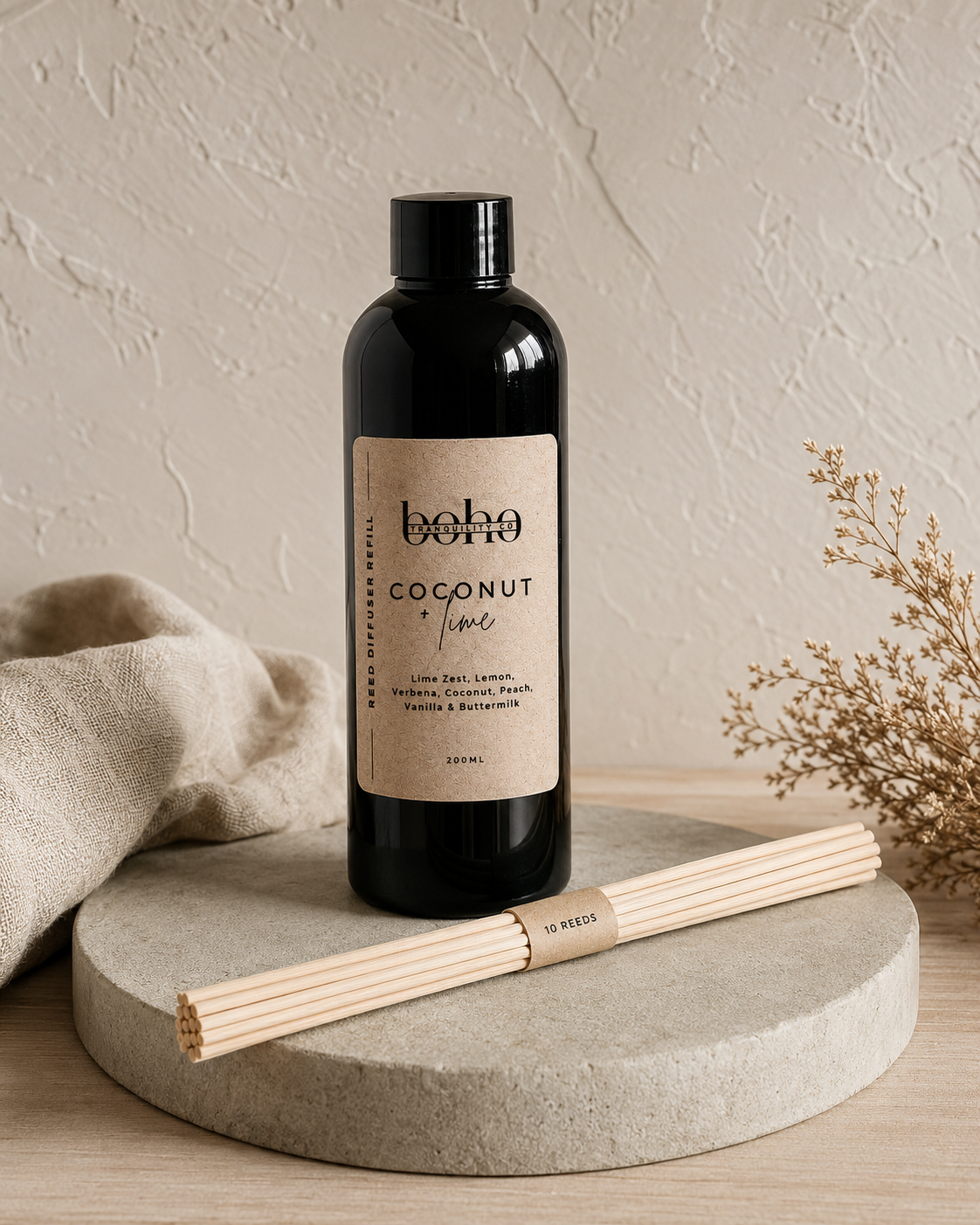 REED DIFFUSER REFILL BOTTLE 200mL (with FREE pack of reeds)