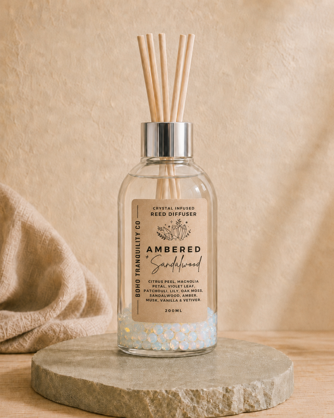 CRYSTAL INFUSED REED DIFFUSER 200mL - OPALITE