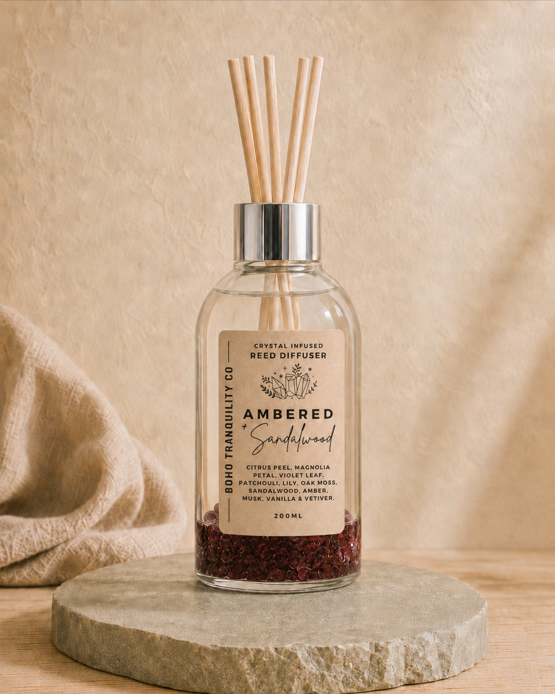 CRYSTAL INFUSED REED DIFFUSER 200mL - GARNET