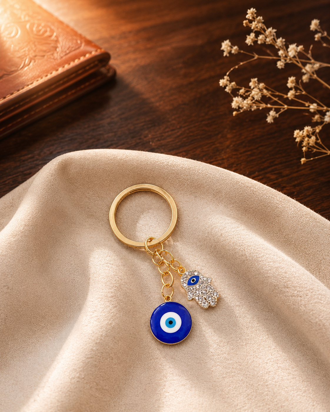 EVIL EYE + HAMSA HAND KEYCHAIN