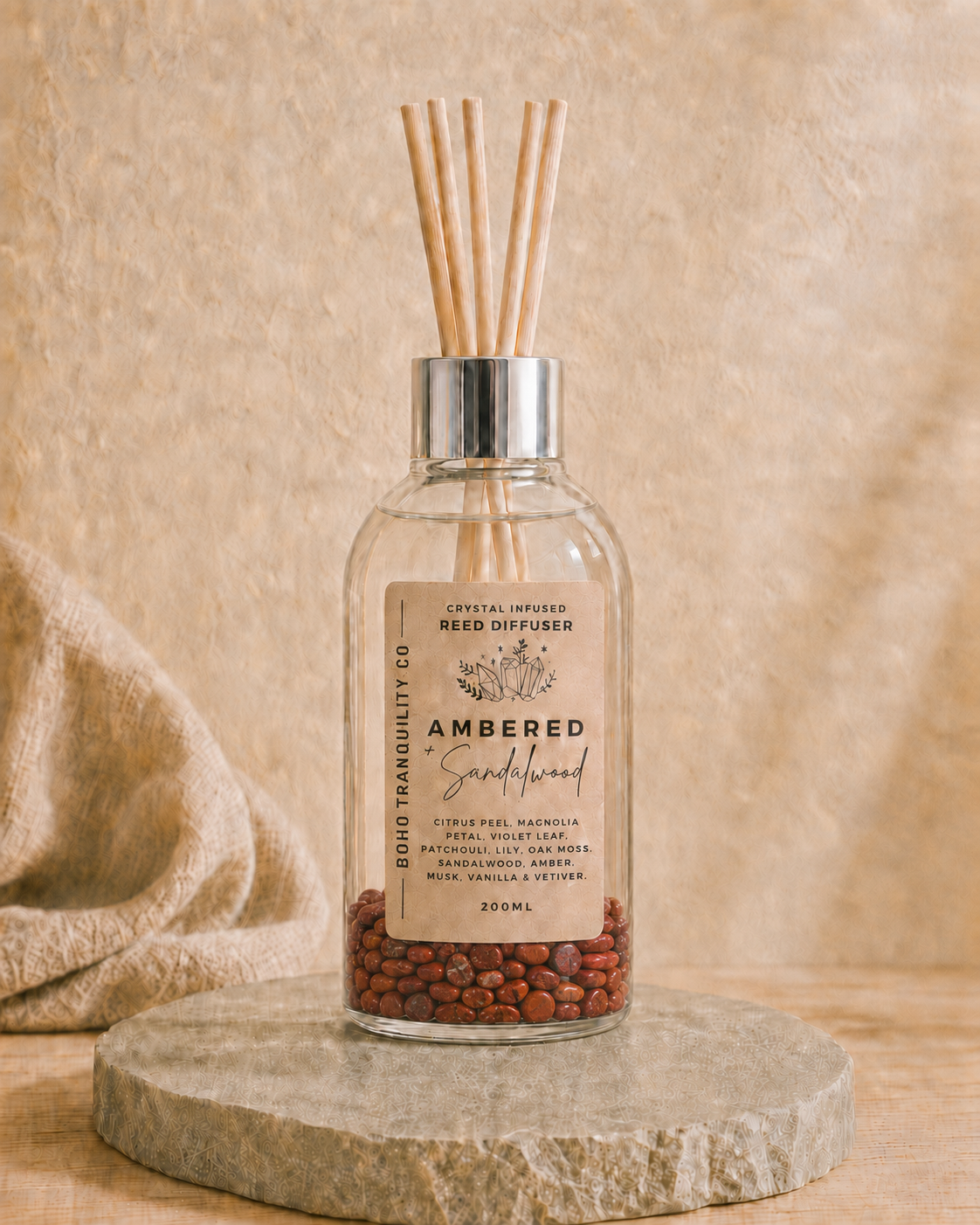 CRYSTAL INFUSED REED DIFFUSER 200mL - RED JASPER