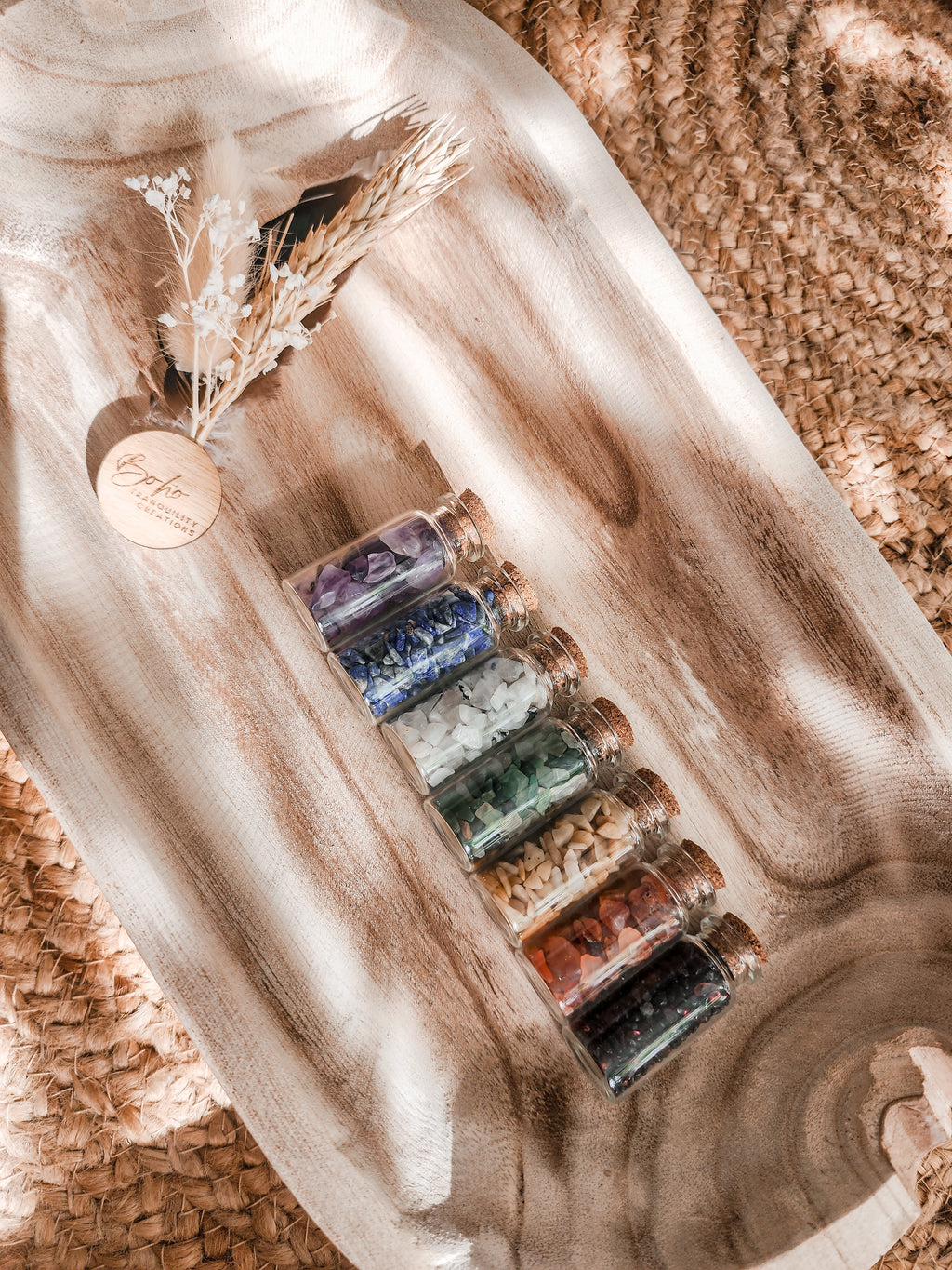 CHAKRA CRYSTAL CHIPS BOTTLE - 7 BOTTLE SET