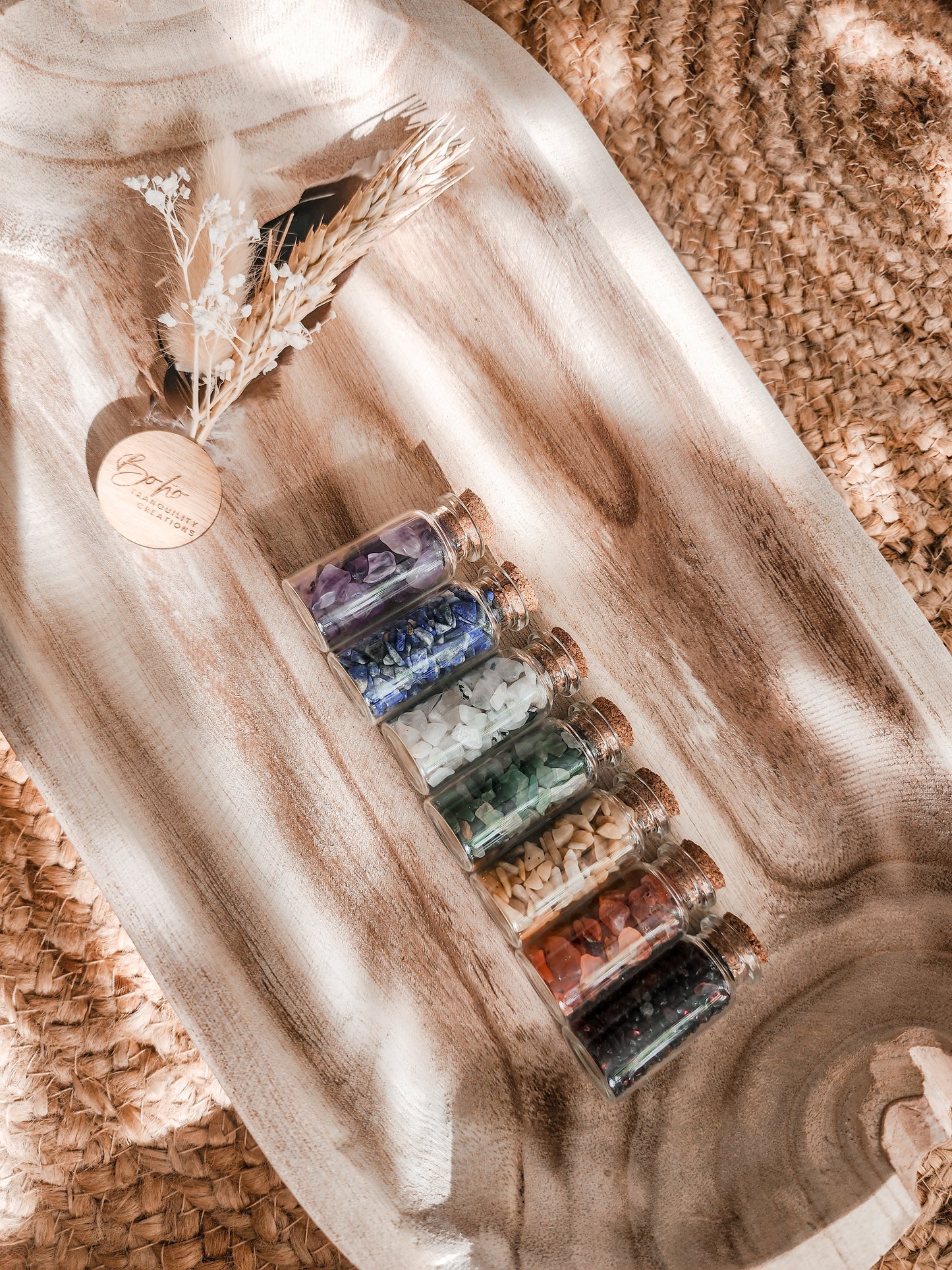 CHAKRA CRYSTAL CHIPS BOTTLE - 7 BOTTLE SET