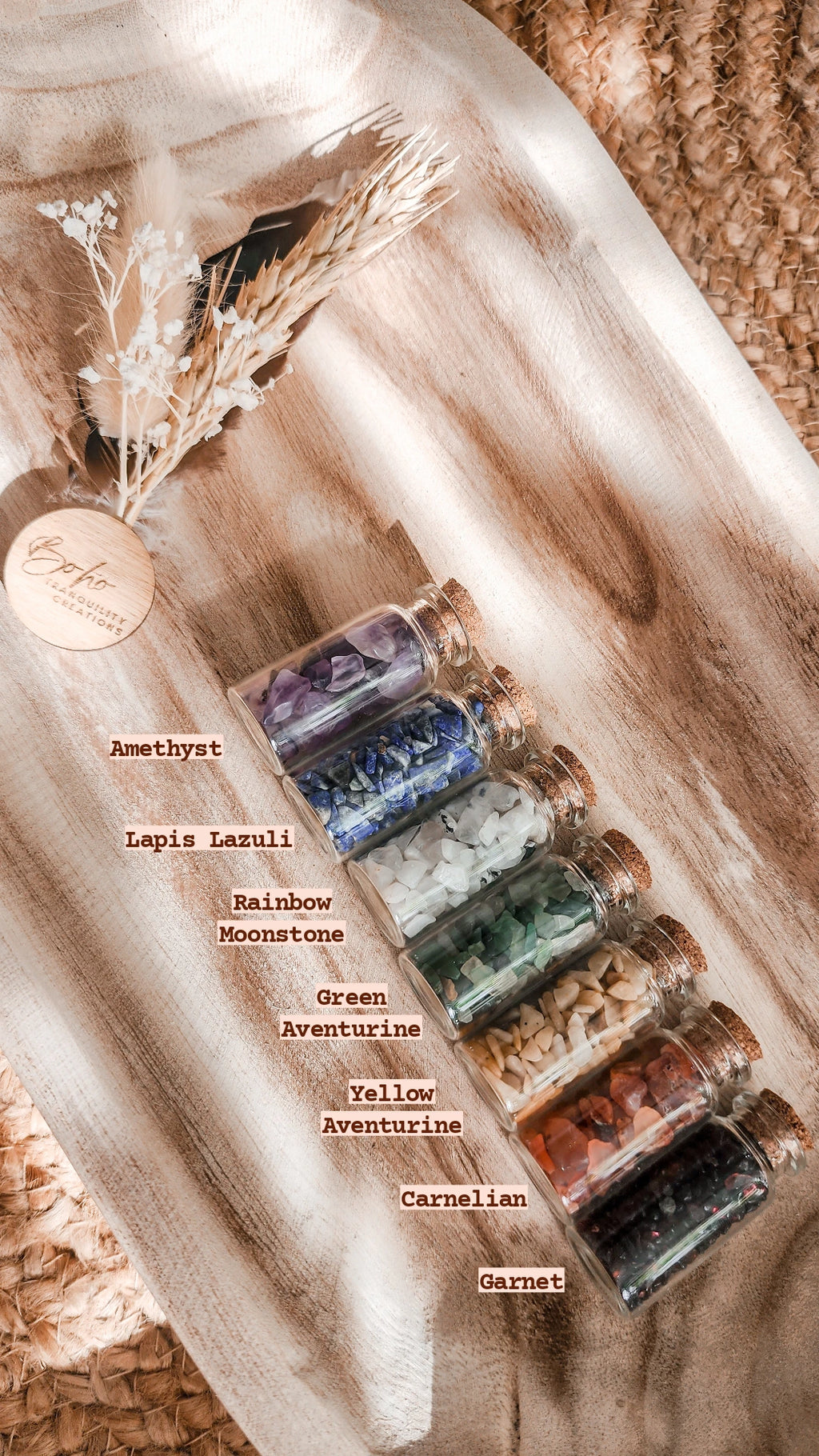 CHAKRA CRYSTAL CHIPS BOTTLE - 7 BOTTLE SET