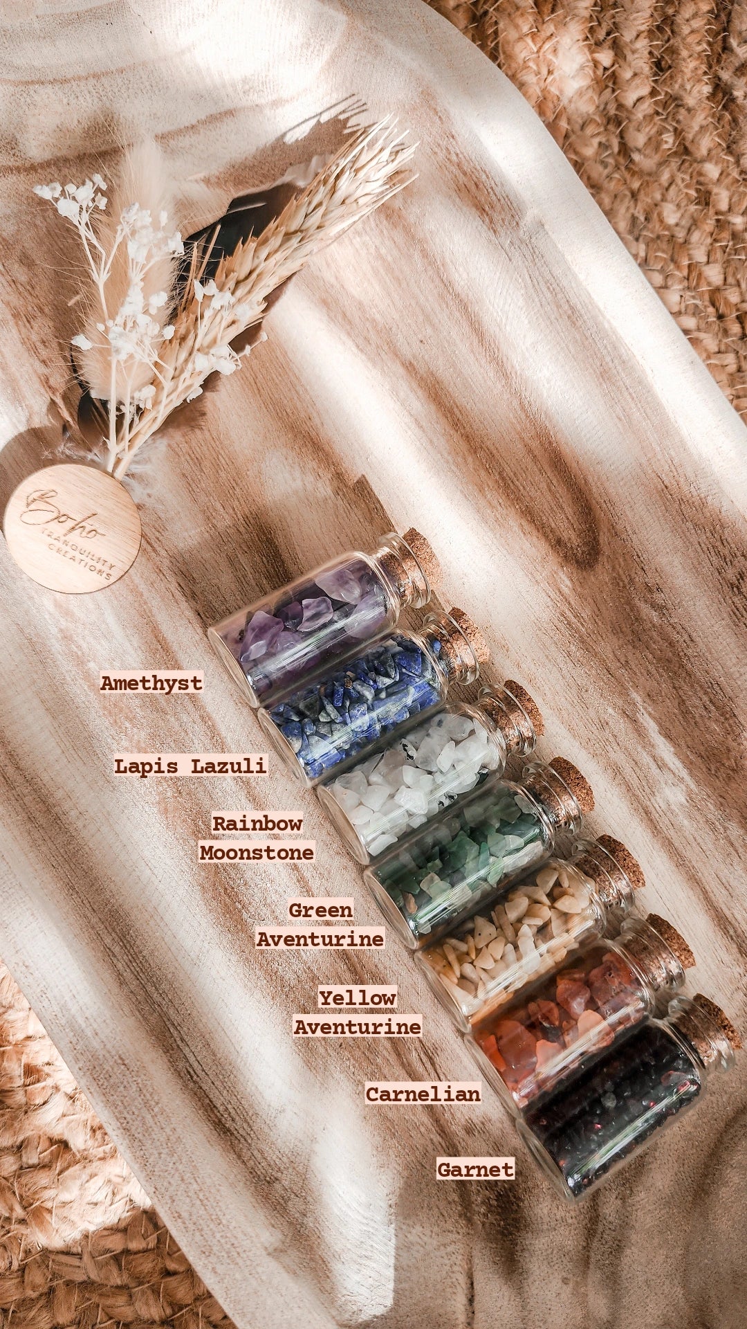 CHAKRA CRYSTAL CHIPS BOTTLE - 7 BOTTLE SET
